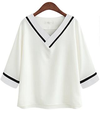 Romwe V-neck Loose-fit Top With Cami