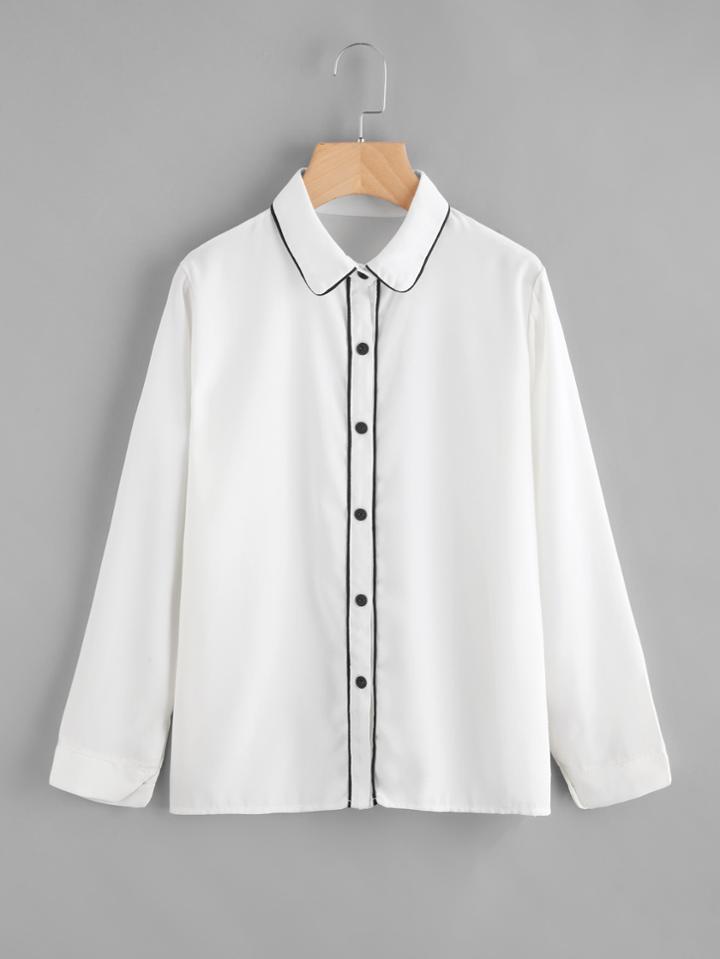 Romwe Contrast Binding Shirt