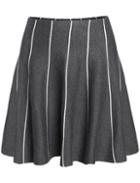 Romwe Vertical Stripe Flouncing Grey Skirt