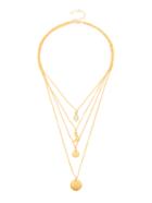 Romwe Moon & Sequin Pendant Layered Chain Necklace