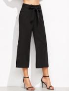 Romwe Cropped Self Tie Wide Leg Pants