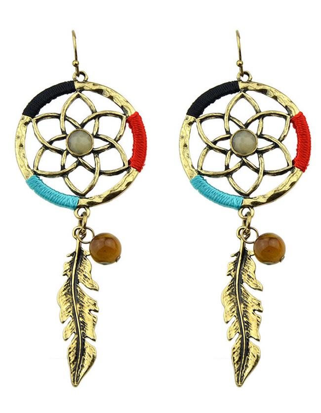 Romwe Atgold Dream Catcher Drop Earrings