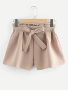 Romwe Knot Front Pleated Shorts