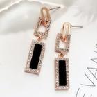 Romwe Double Rhinestone Rectangle Drop Earrings