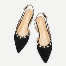 Romwe Studded Decor & Slingback Flats
