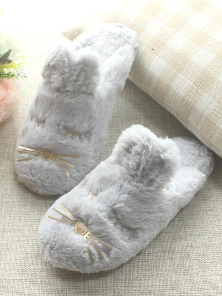 Romwe Rabbit Ear Fluffy Slippers