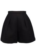Romwe Romwe Zippered High Waist Black Woolen Shorts