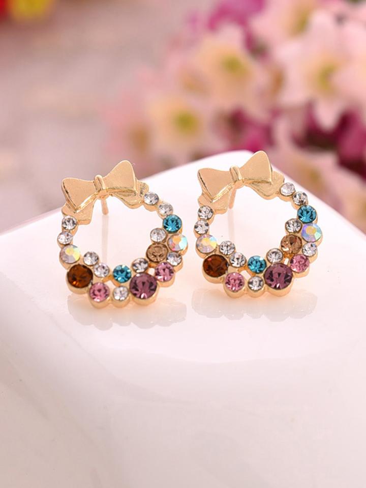 Romwe Bow Detail Hoop Earrings