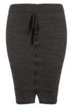 Romwe Elastic Waist Knit Grey Pencil Skirt