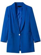 Romwe Notch Lapel Single Button Slim Blue Blazer