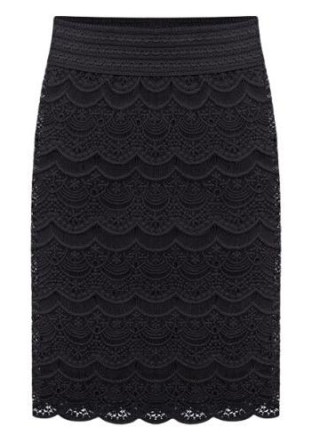 Romwe Crochet Lace Black Skirt