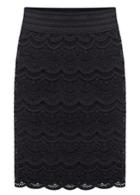 Romwe Crochet Lace Black Skirt