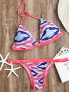 Romwe Multicolor Printed Triangle Bikini Set