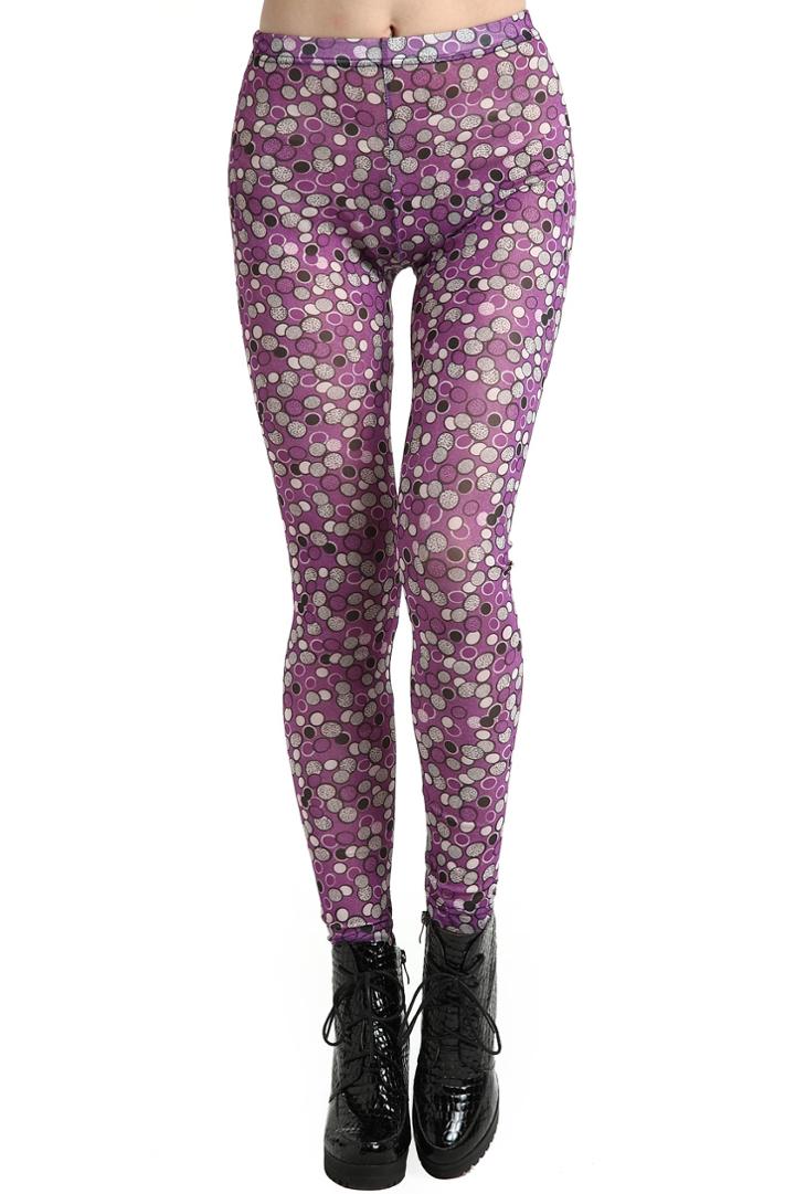 Romwe Romwe Colorful Polka Dots Print Purple Leggings