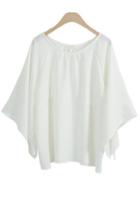 Romwe Bell Sleeve Loose White Top