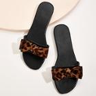 Romwe Leopard Pattern Bow Tie Flat Slippers