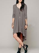 Romwe Hooded Long Sleeve High Low Dress