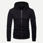 Romwe Men Zip Up Solid Hoodie