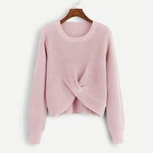 Romwe Twist Detail Solid Sweater