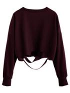 Romwe Drop Shoulder Cut Out Crop T-shirt