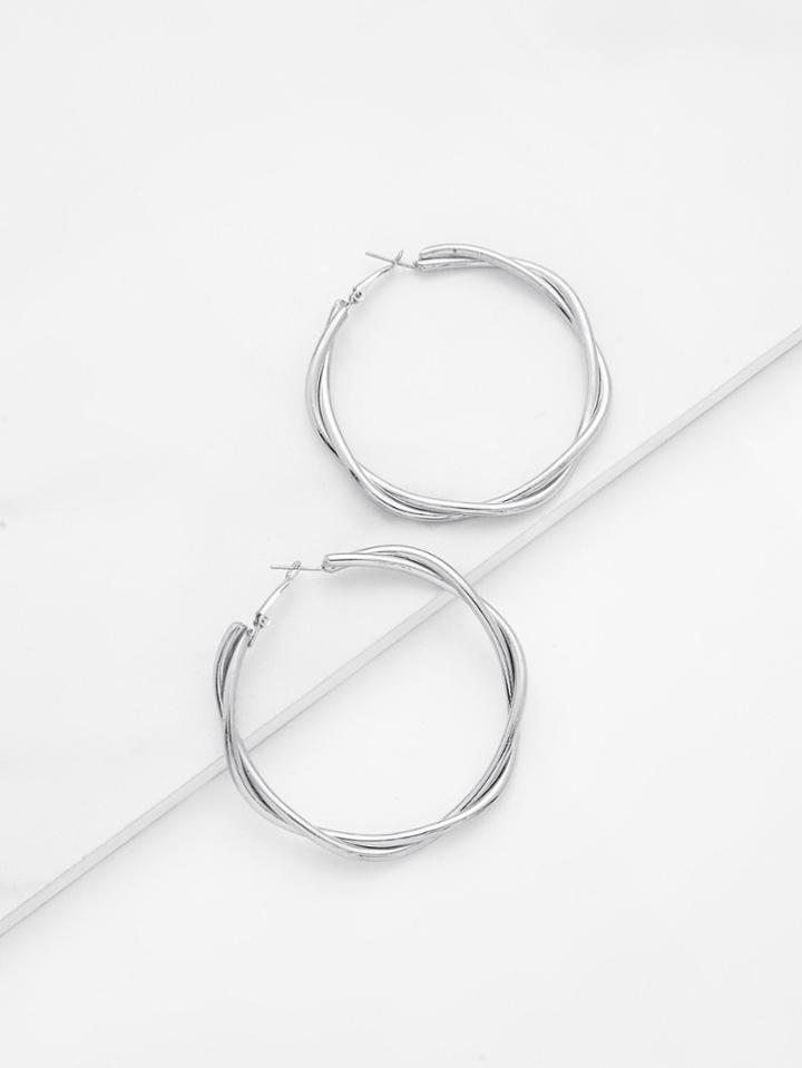 Romwe Metal Wrap Hoop Earrings