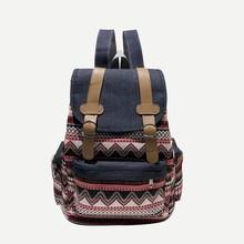 Romwe Double Buckle Strap Chevron Backpack