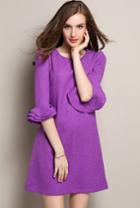 Romwe Ruffle Sleeve Back Zipper A-line Dress