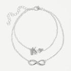 Romwe Letter K Detail Layered Chain Anklet