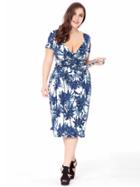 Romwe Surplice Neckline Knot Waist Printed Dress