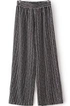 Romwe Elastic Waist Vertical Striped Wide Lege Black Pant
