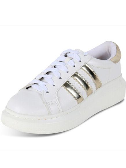 Romwe White Gold Thick-soled Casual Flats