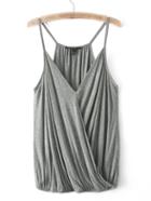 Romwe Grey Spaghetti Strap V Neck Tank Top