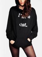 Romwe Black Hooded Letter Print Sweatshirt With Pocket