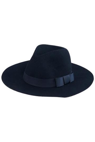 Romwe Romwe Bowknot Embellished Vintage Black Hat