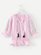 Romwe Tassel Tie Geo Pattern Blouse