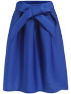 Romwe Bow Flare Blue Skirt