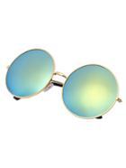 Romwe Golden Mirrored Lenses Retro Round Sunglasses