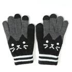 Romwe Cat Pattern Knit Touchscreen Gloves