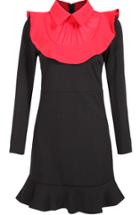 Romwe Contrast Laple Long Sleeve Peplum Hem Dress