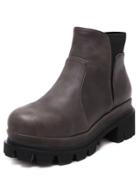 Romwe Bronze-coloured Round Toe Vintage Elastic Boots