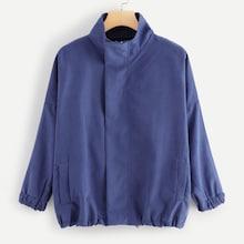 Romwe Drop Shoulder Solid Jacket