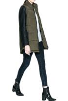 Romwe Color Block Army Green Coat