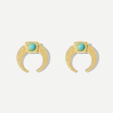 Romwe Turquoise Detail Moon Stud Earrings