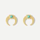 Romwe Turquoise Detail Moon Stud Earrings
