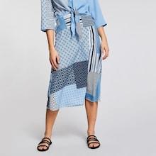 Romwe Elastic Waist Patchwork Print Skirt
