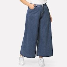 Romwe Plus Wide Leg Elastic Waist Jeans