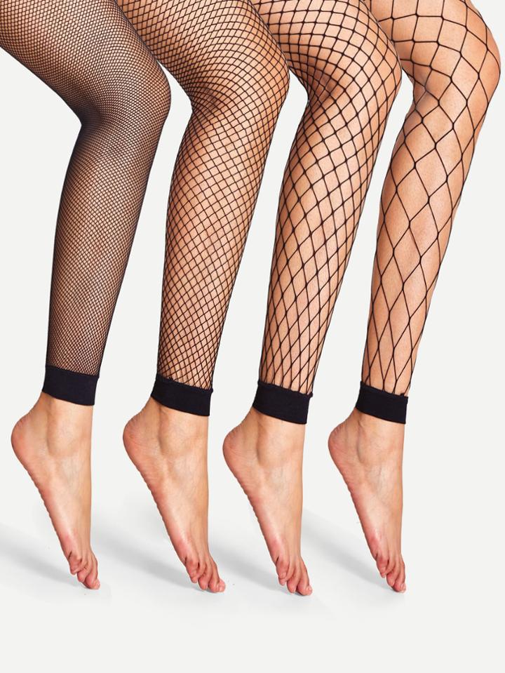Romwe Fishnet Design Pantyhose Stockings 4pairs