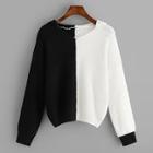 Romwe Two Tone Hooded Jumper