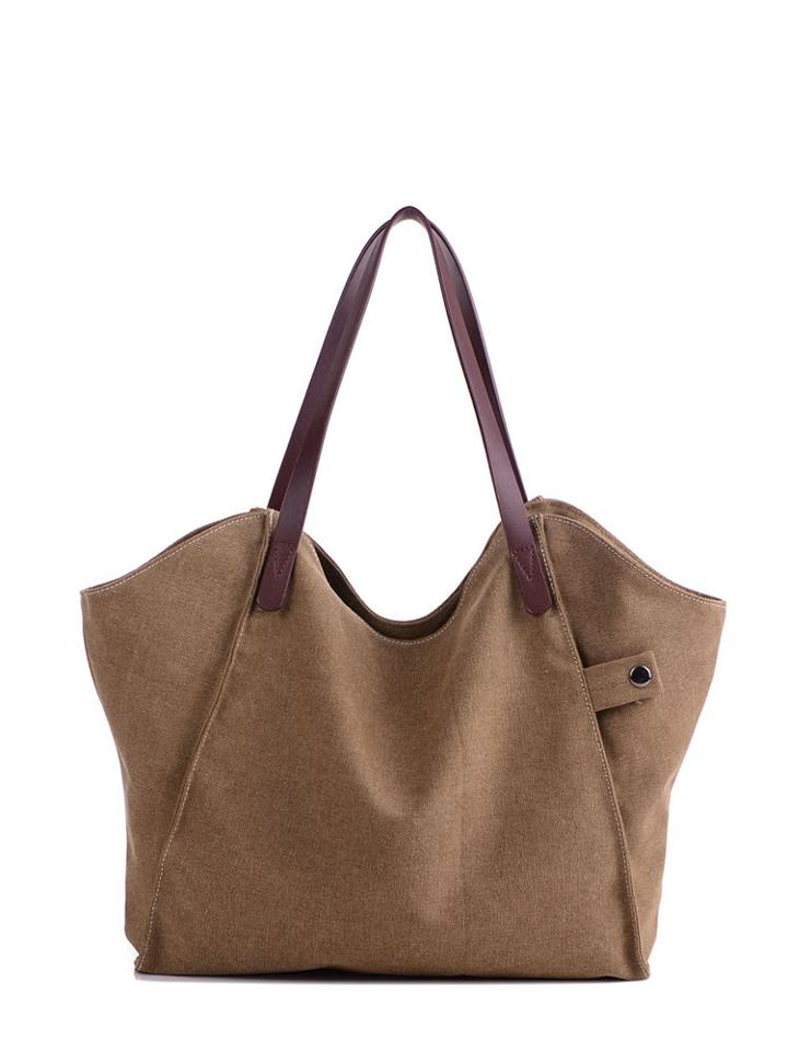 Romwe Minimalist Tote Bag With Pu Handle