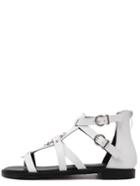 Romwe Faux Leather Caged Gladiator Sandals - White